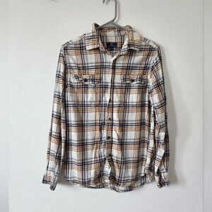 George Plaid Flannel Shirt Button Up Casual Cabin Camping Autumn Men's S 34-36